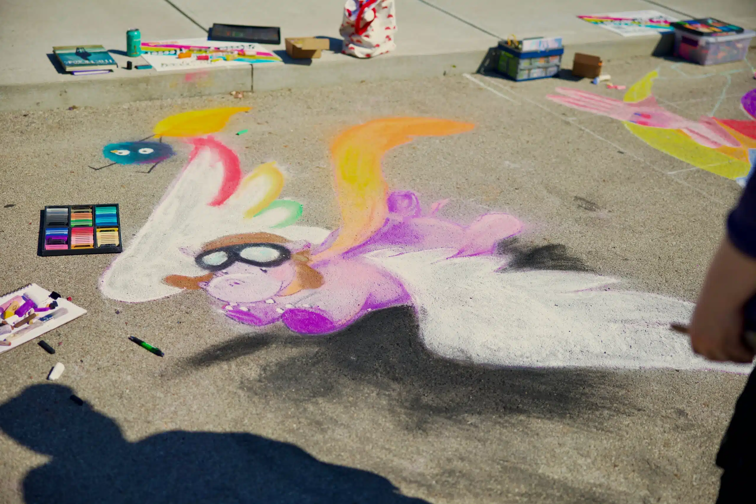 Colorful chalk drawing of a pony