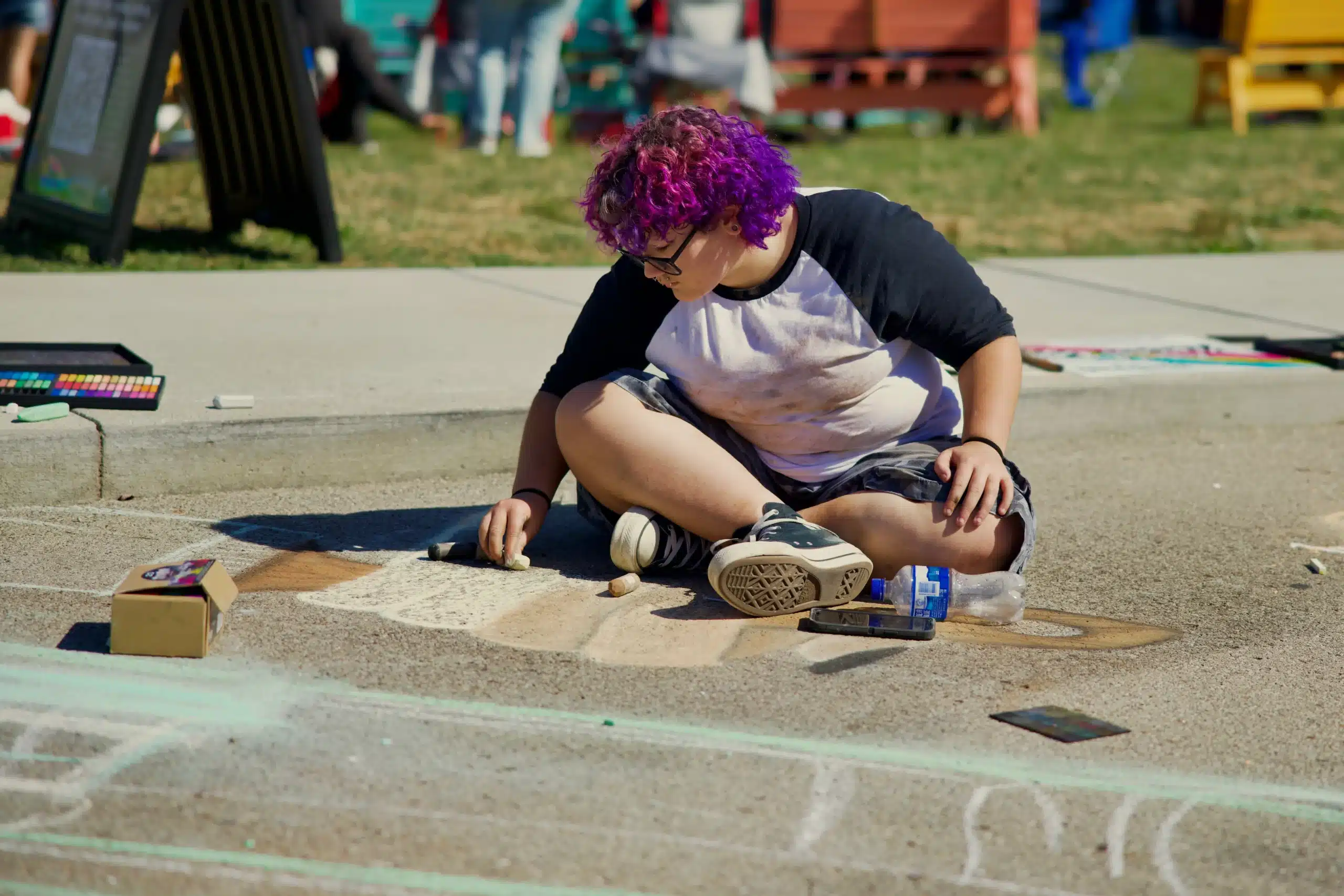 Colorful chalk drawing of a pony